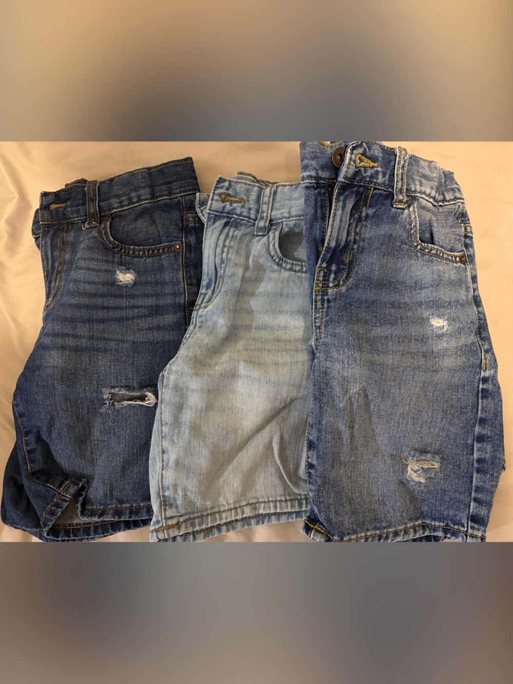 Kids Distressed Denim Shorts - Blue Wash